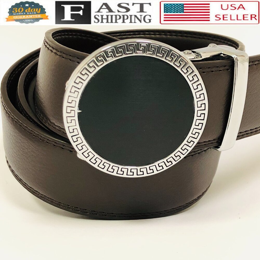 Dark Coffee Belt Automatic Buckle Slide Belts Strep Leather Fit All Classic Men